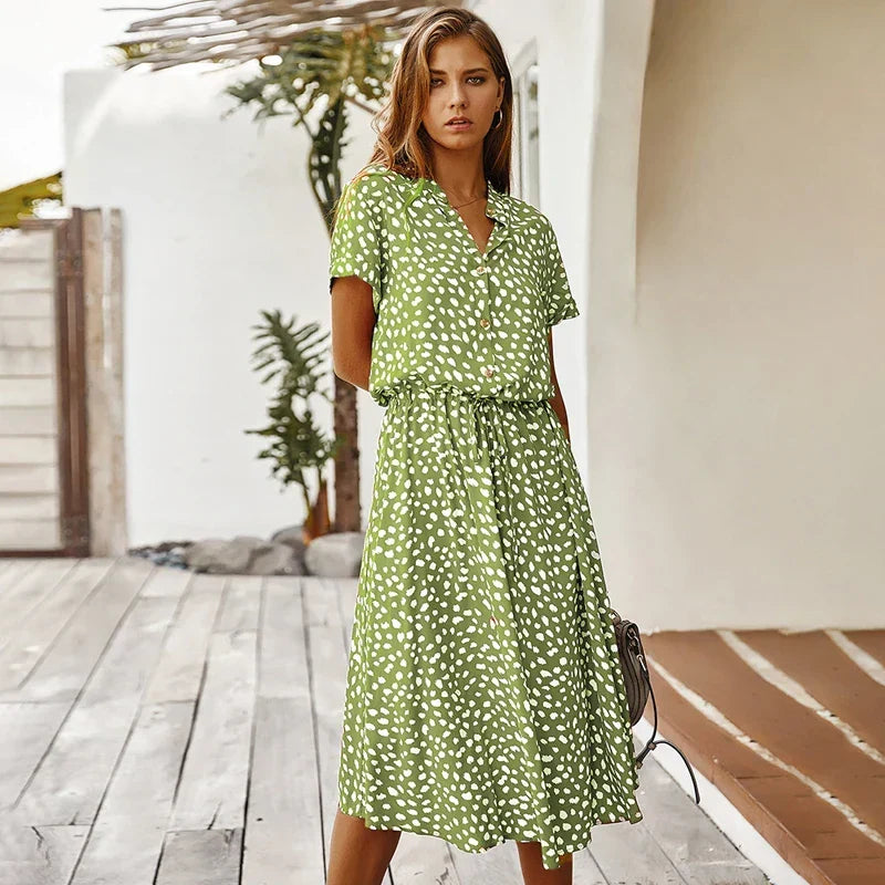 Gry | Vintage dress with floral print and short sleeves