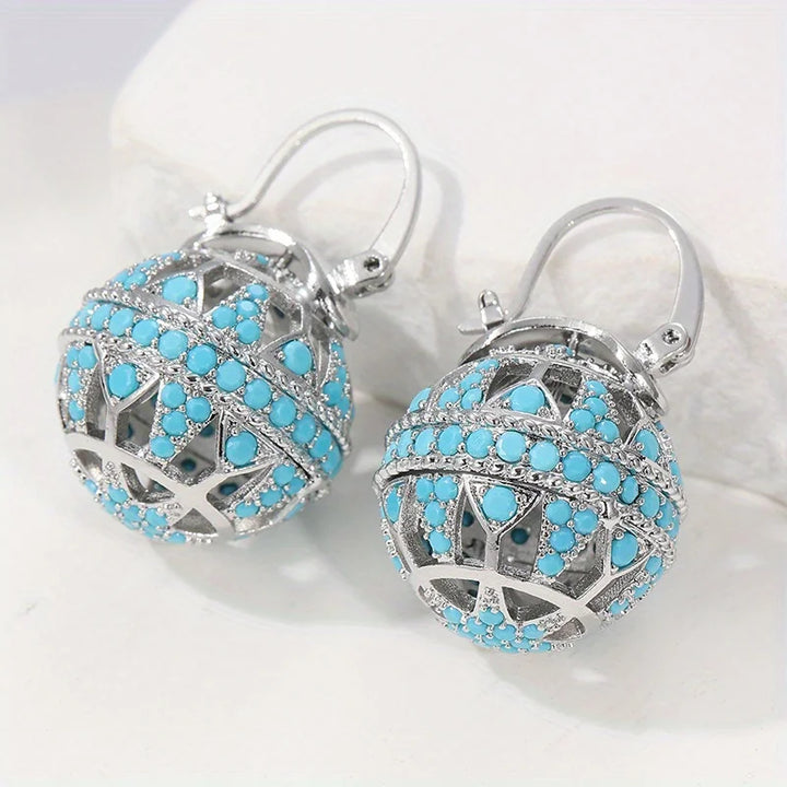 Earrings with Filigree Turquoise Bead
