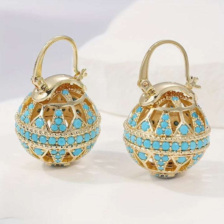 Earrings with Filigree Turquoise Bead