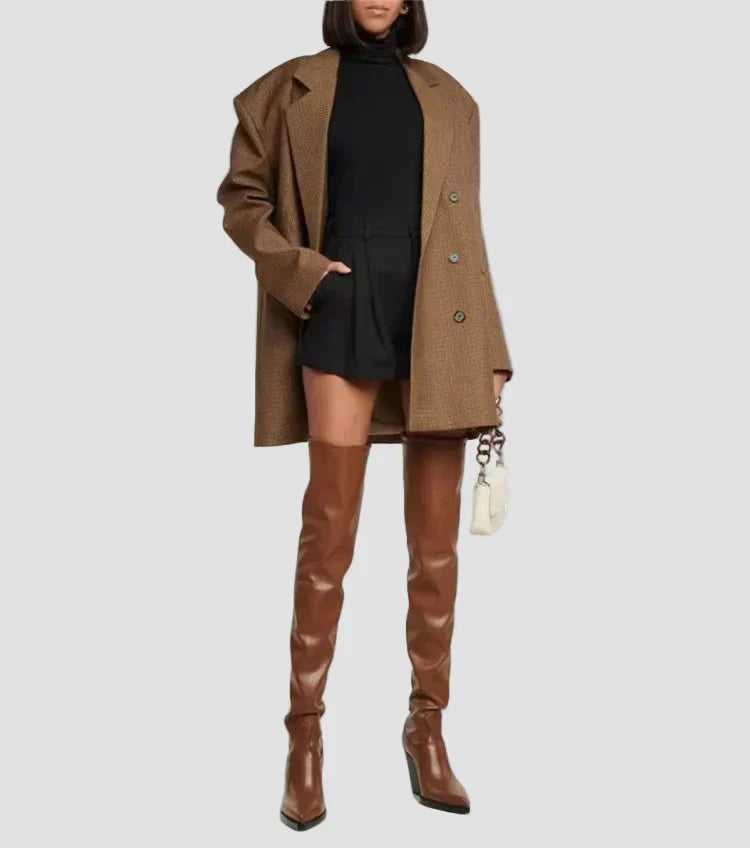 Niamh - Over-the-Knee Boots with Heel in Faux Leather Look