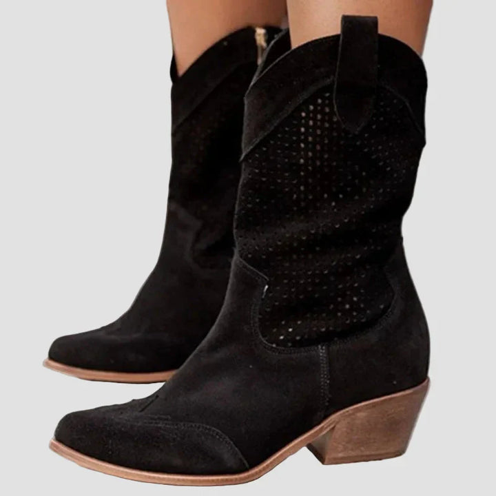 Anna - Modern denim cowboy boots with side zip