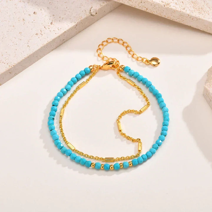 Double Eternity Gold Bracelet with Turquoise