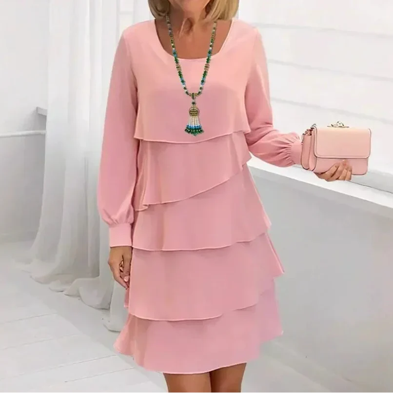 Aoife - Elegant Comfort Dress with Ruffles and Long Sleeves