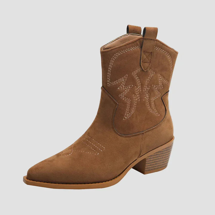 Stylish Embroidered Western Ankle Boots