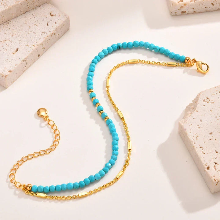 Double Eternity Gold Bracelet with Turquoise