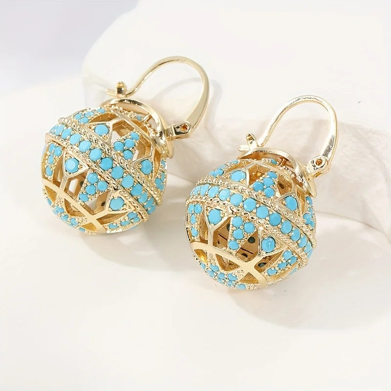 Earrings with Filigree Turquoise Bead