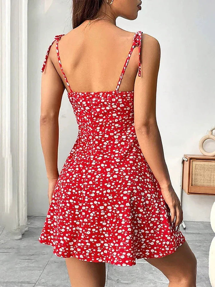 Lara | Short dress with thin straps and floral print