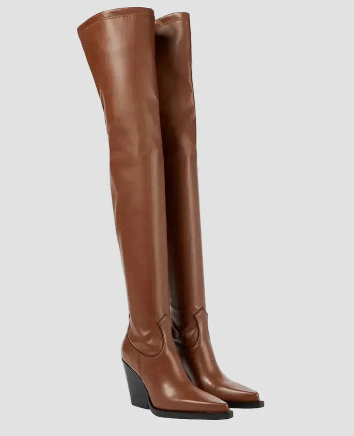 Niamh - Over-the-Knee Boots with Heel in Faux Leather Look