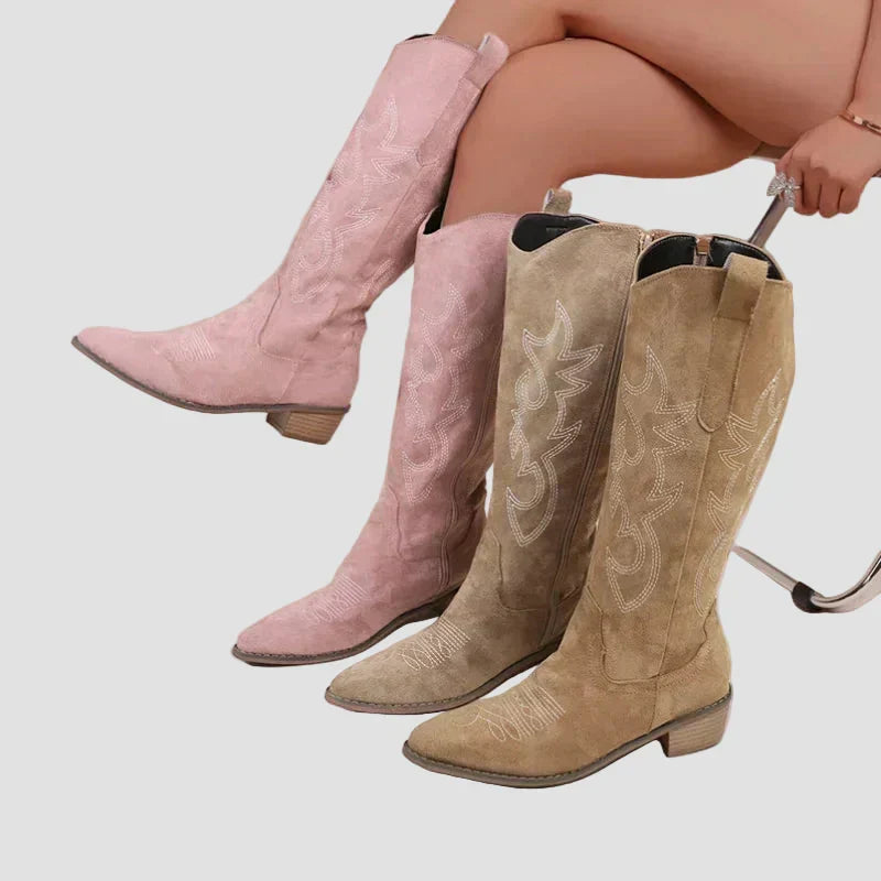 Aoife - Western Cowboy Boots in Suede