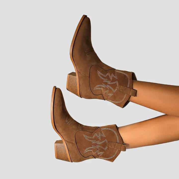 Stylish Embroidered Western Ankle Boots