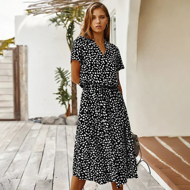 Gry | Vintage dress with floral print and short sleeves