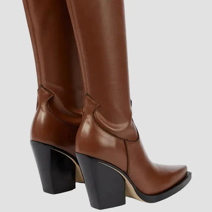Niamh - Over-the-Knee Boots with Heel in Faux Leather Look