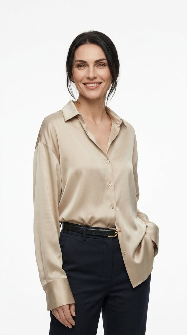 Gráinne – Satin Blouse with a Flowing Fit