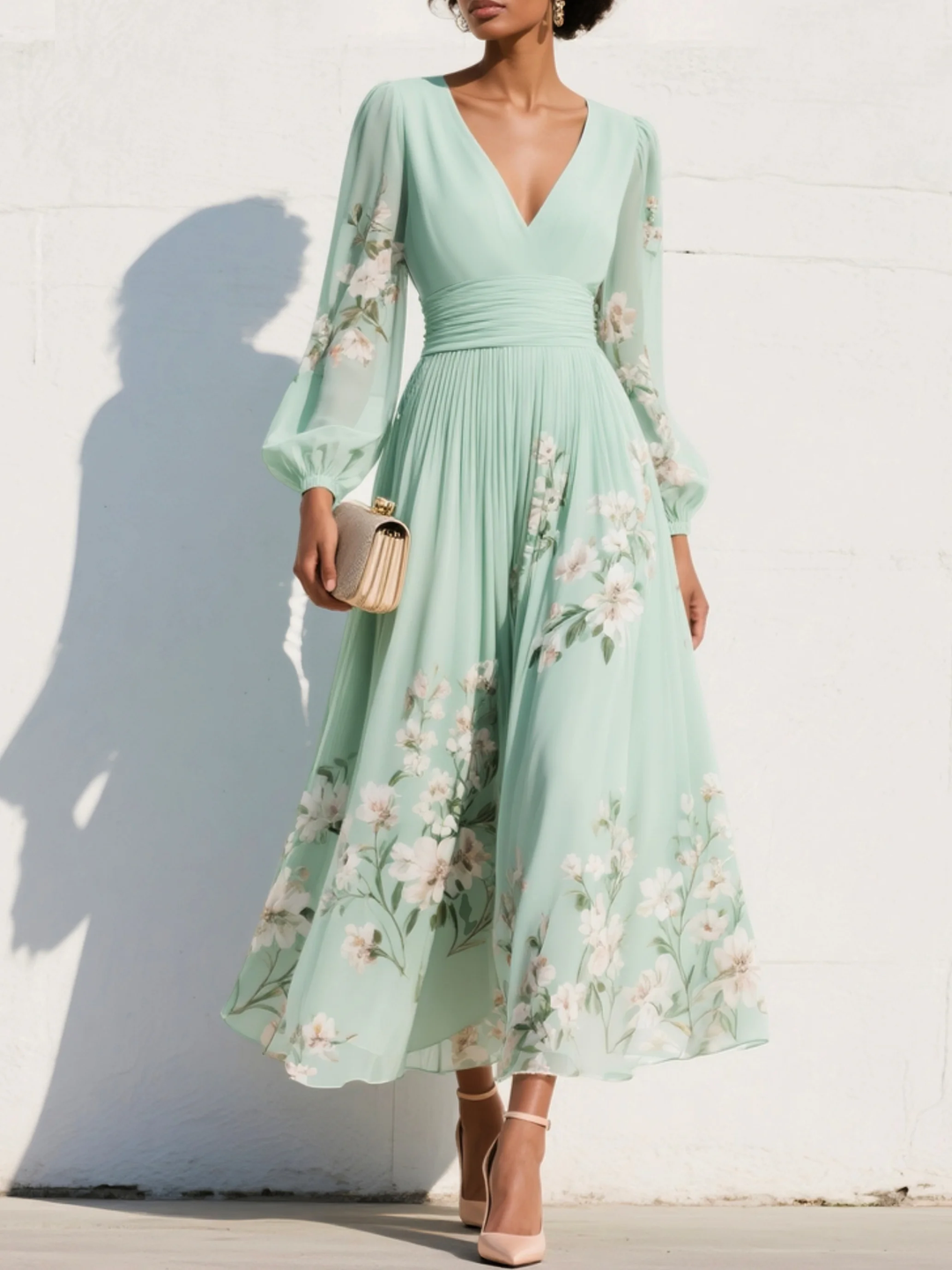 Vilhelmine – Floral Midi Dress with Spring Elegance