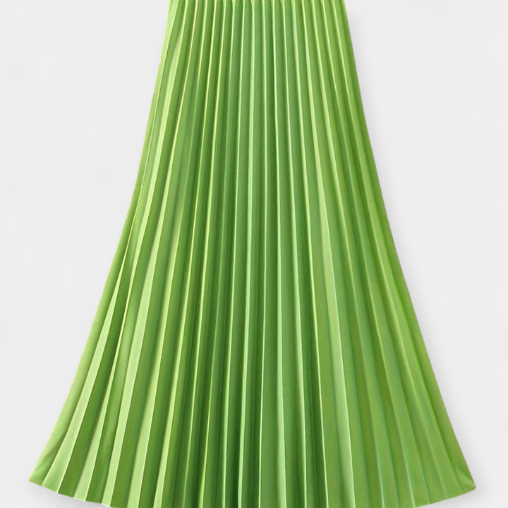 Long Pleated Satin Skirt