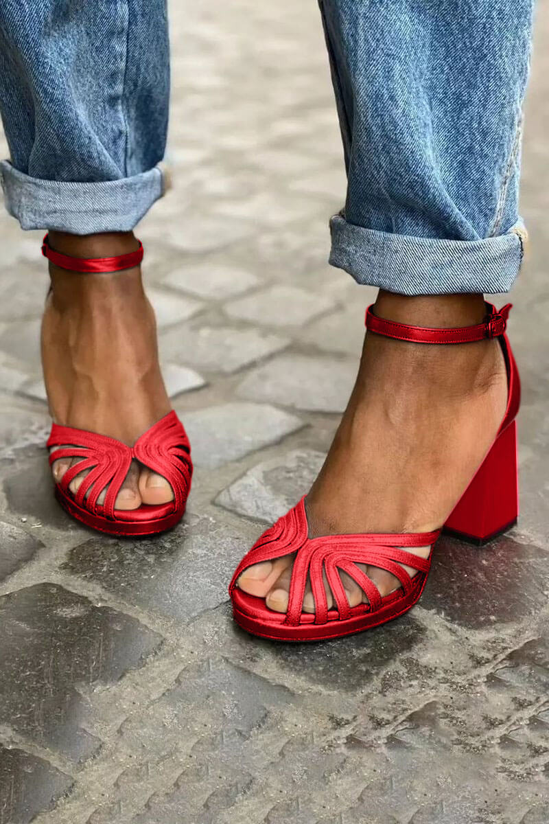 Aisling - Two-Tone Sandals with Ankle Strap