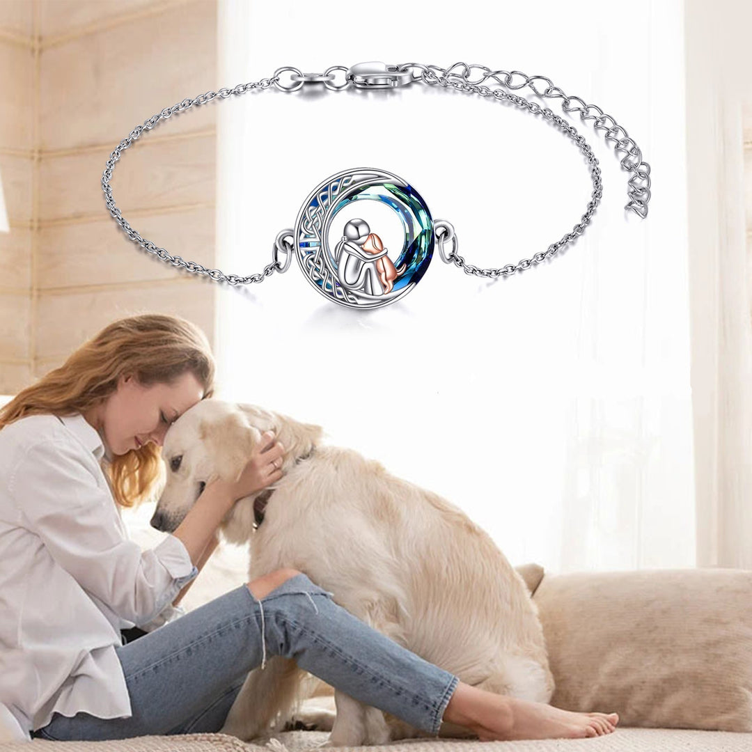 Adjustable Bracelet with Dog Pendant in 925 Silver