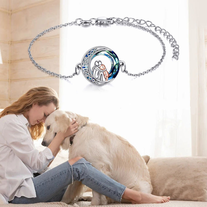 Adjustable Bracelet with Dog Pendant in 925 Silver