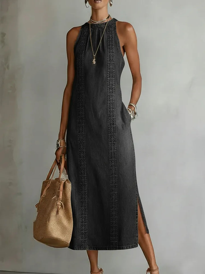 Aisling™ | Denim Dress with Retro Lace
