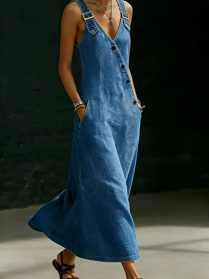 Vera™ | Long denim dress with buttons