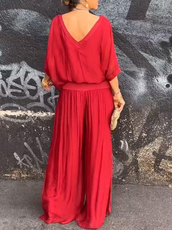 ESTRID – TWO-PIECE SET WITH ELEGANT CHIFFON TROUSERS
