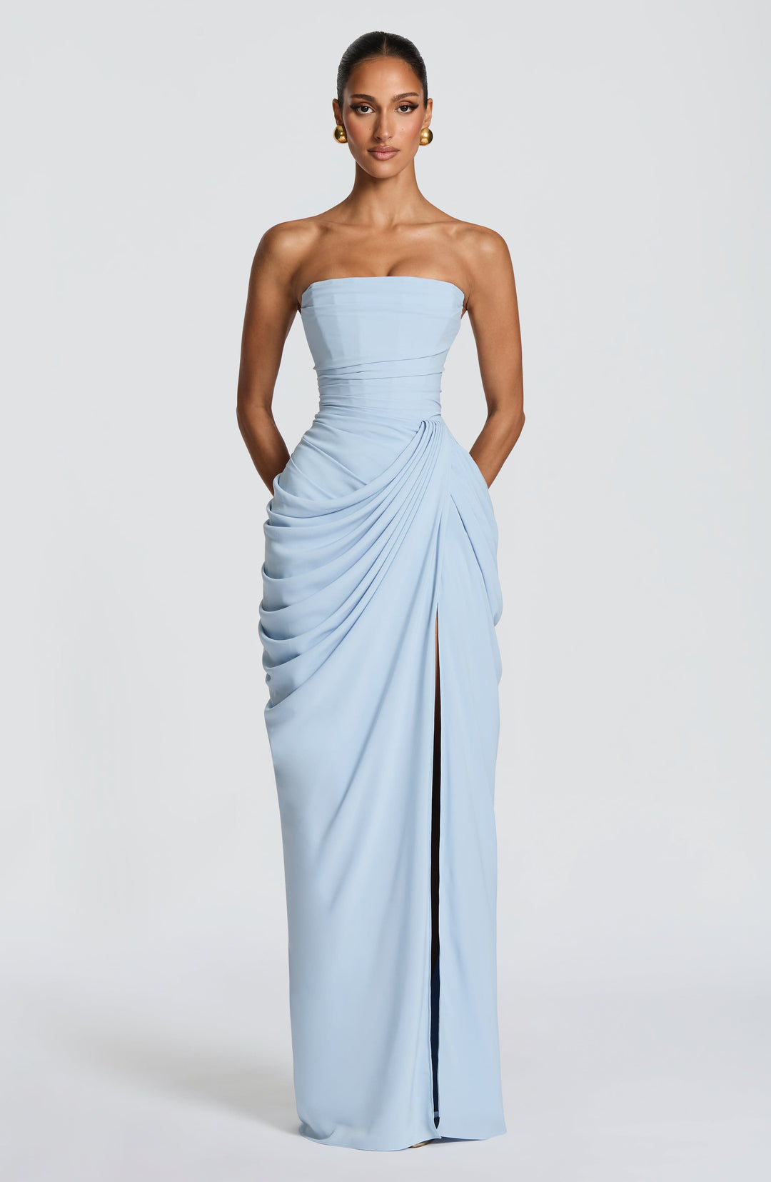 Nuala – Gala Maxi Dress with Corset and Refined Draping