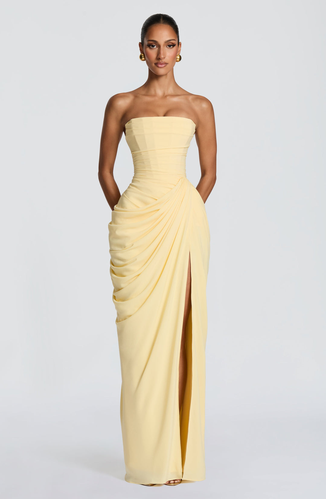 Nuala – Gala Maxi Dress with Corset and Refined Draping