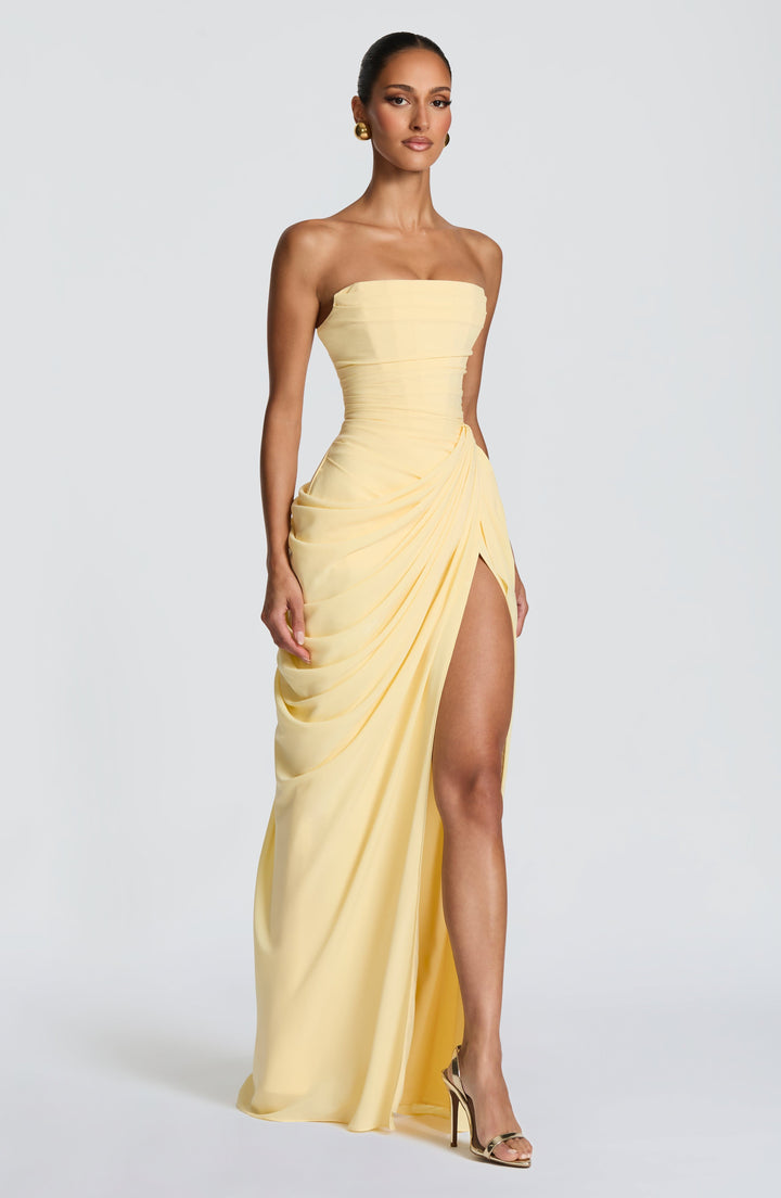 Nuala – Gala Maxi Dress with Corset and Refined Draping