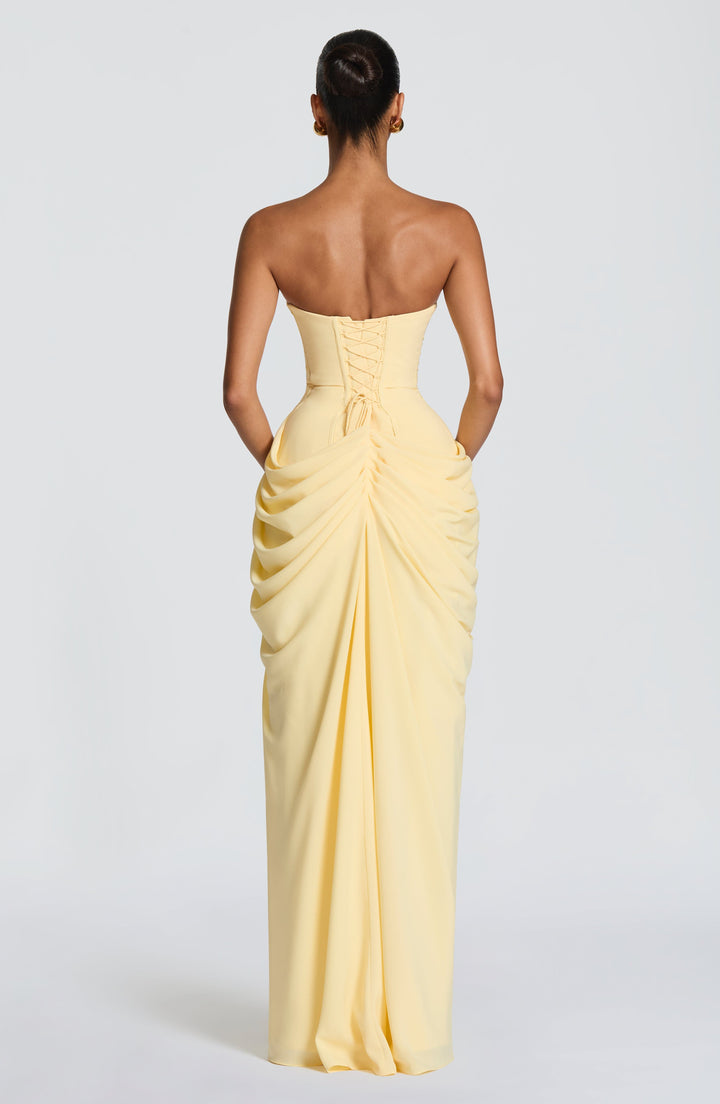 Nuala – Gala Maxi Dress with Corset and Refined Draping