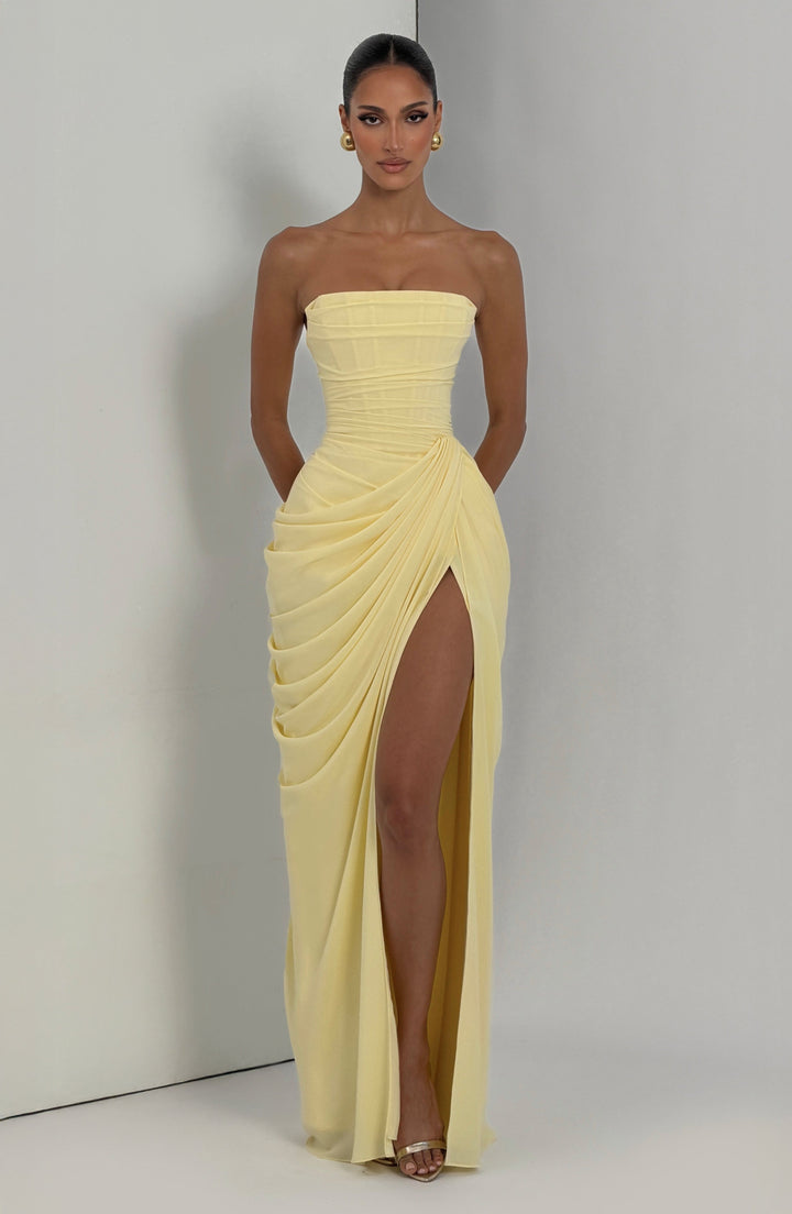 Nuala – Gala Maxi Dress with Corset and Refined Draping