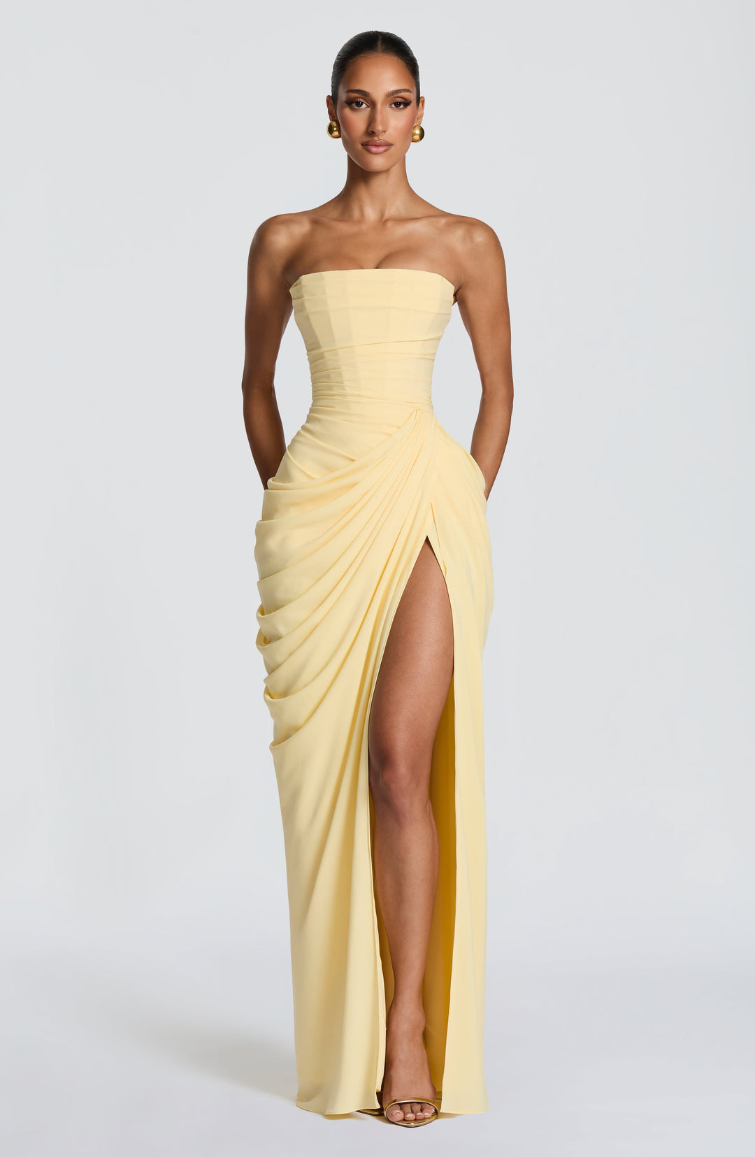 Nuala – Gala Maxi Dress with Corset and Refined Draping
