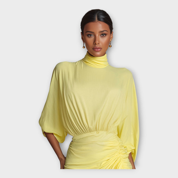 Long Dress with Elegant Pleats and Refined Design