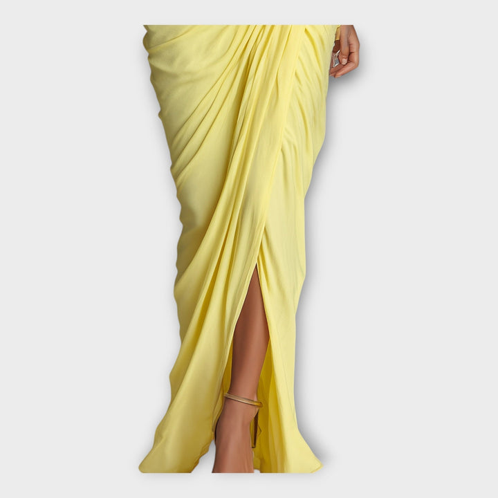 Long Dress with Elegant Pleats and Refined Design