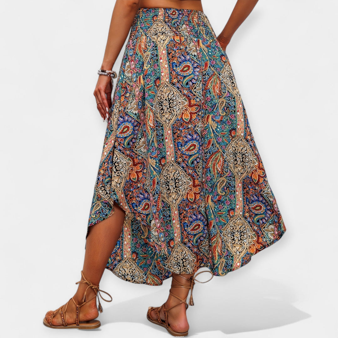 Floral High-Waisted Midi Skirt
