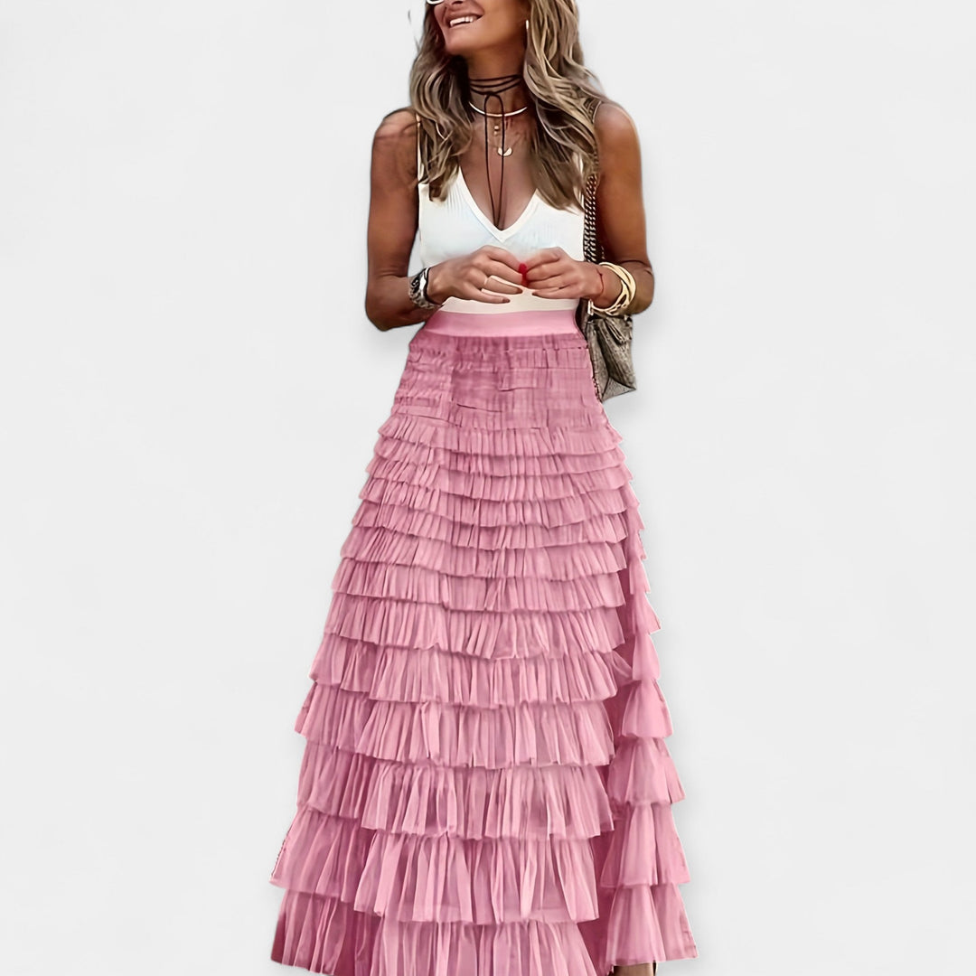 Boho Skirt with Mesh Trim