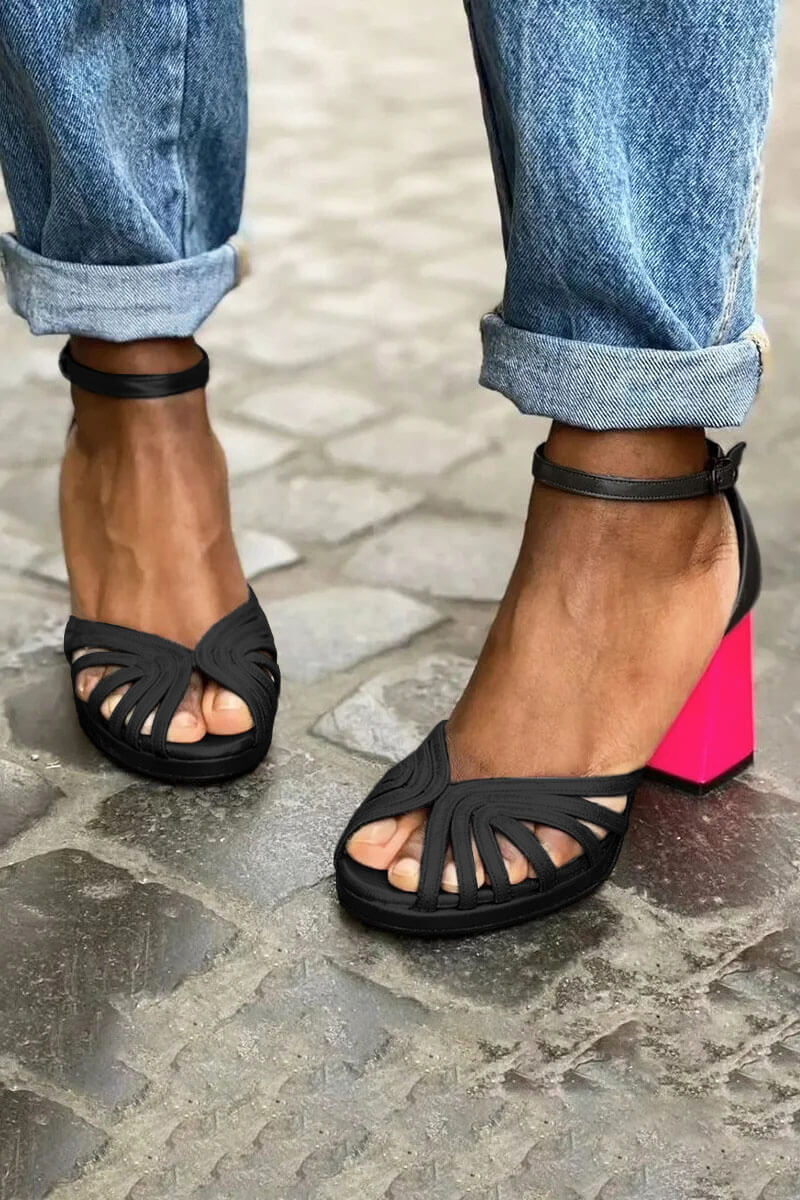 Aisling - Two-Tone Sandals with Ankle Strap