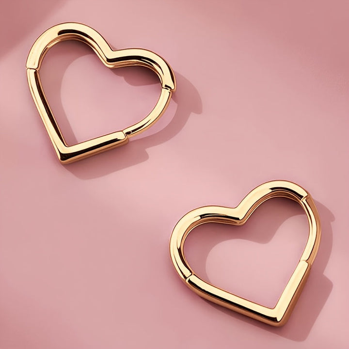 Heart-Shaped Earrings in Gold-Plated Stainless Steel