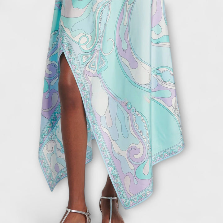 Saoirse – Halterneck Top and Asymmetric Midi Skirt Set