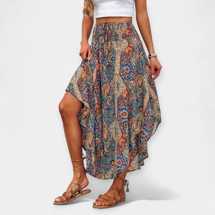 Floral High-Waisted Midi Skirt