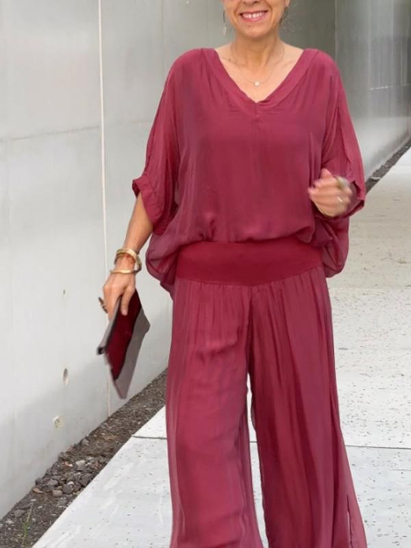 ESTRID – TWO-PIECE SET WITH ELEGANT CHIFFON TROUSERS
