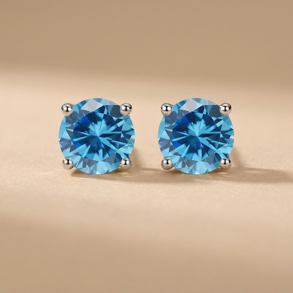 Agnete - Classic solitaire earrings in luxurious moissanite