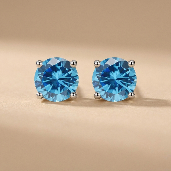 Agnete - Classic solitaire earrings in luxurious moissanite
