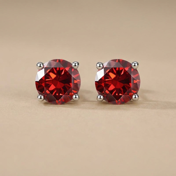 Agnete - Classic solitaire earrings in luxurious moissanite