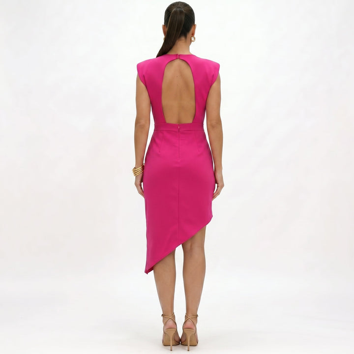 Róisín - Asymmetric Dress with Structured Shoulders