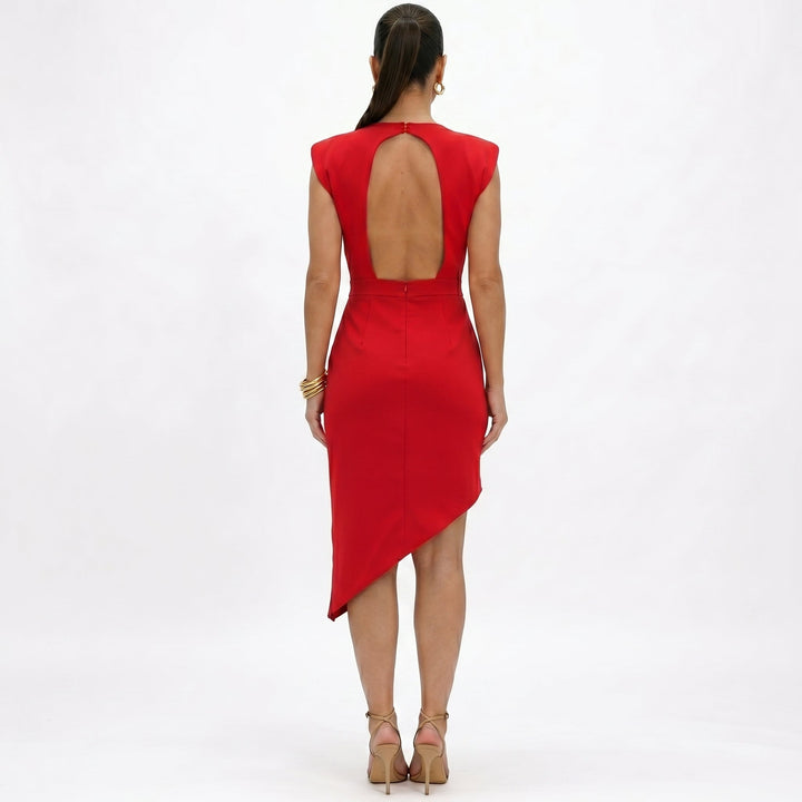 Róisín - Asymmetric Dress with Structured Shoulders