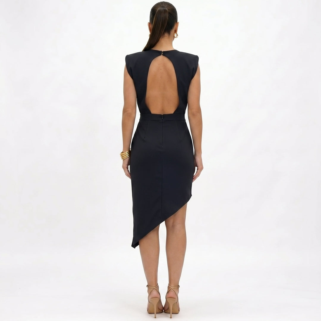 Róisín - Asymmetric Dress with Structured Shoulders
