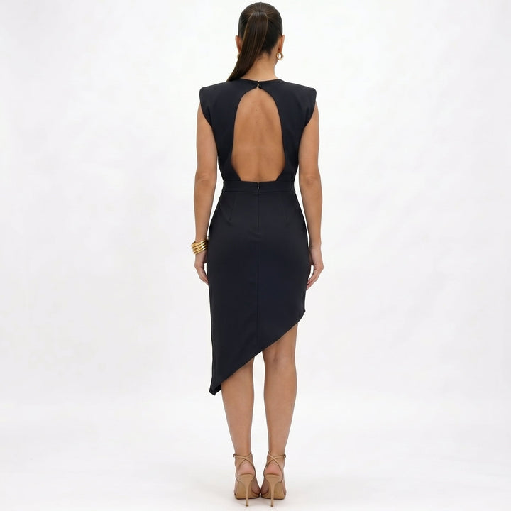 Róisín - Asymmetric Dress with Structured Shoulders
