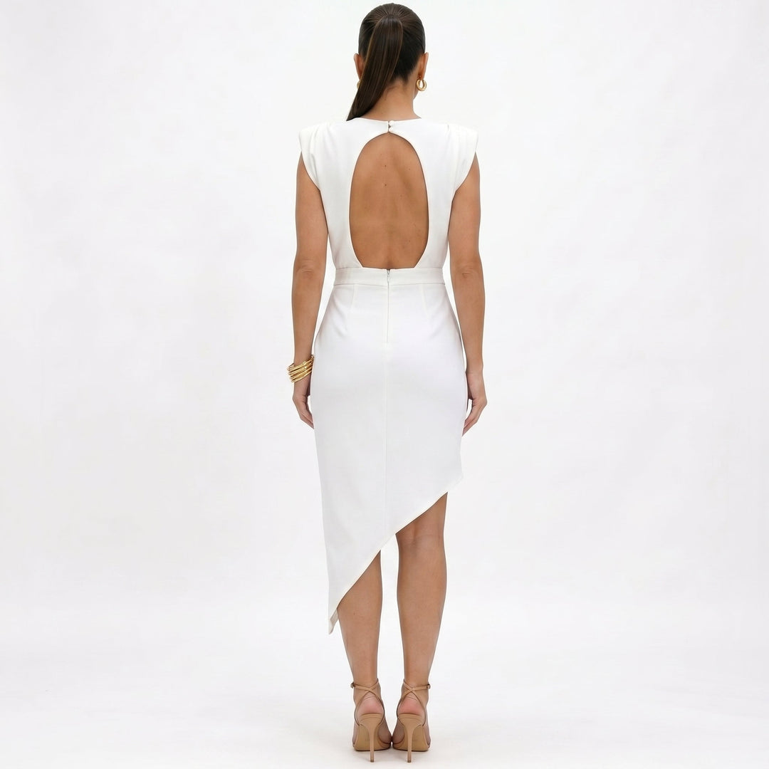 Róisín - Asymmetric Dress with Structured Shoulders