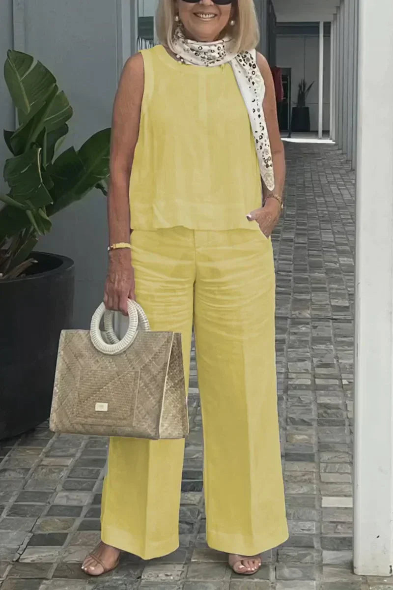 FREJA – SLEEVELESS COTTON AND LINEN SET