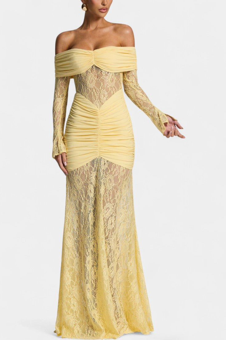 Roisin - Strapless Bruma Dress with Lace and Ruffles